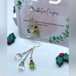Present Earrings, Christmas Party Earrings, gift Jewelry